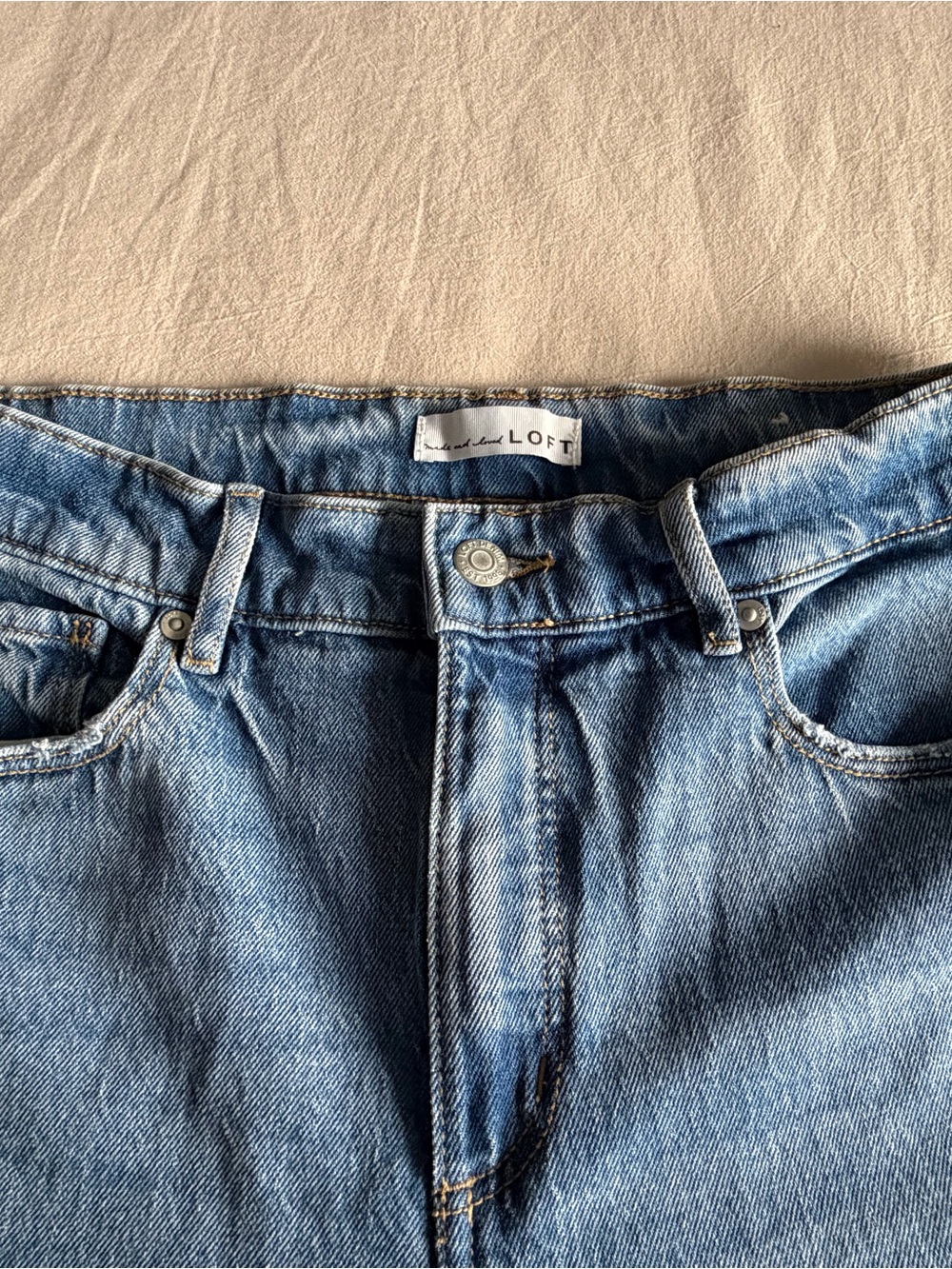 LOFT Wide Leg Jeans Size 27/4 High Rise Medium Light Blue Wash Denim - Picture 2 of 11